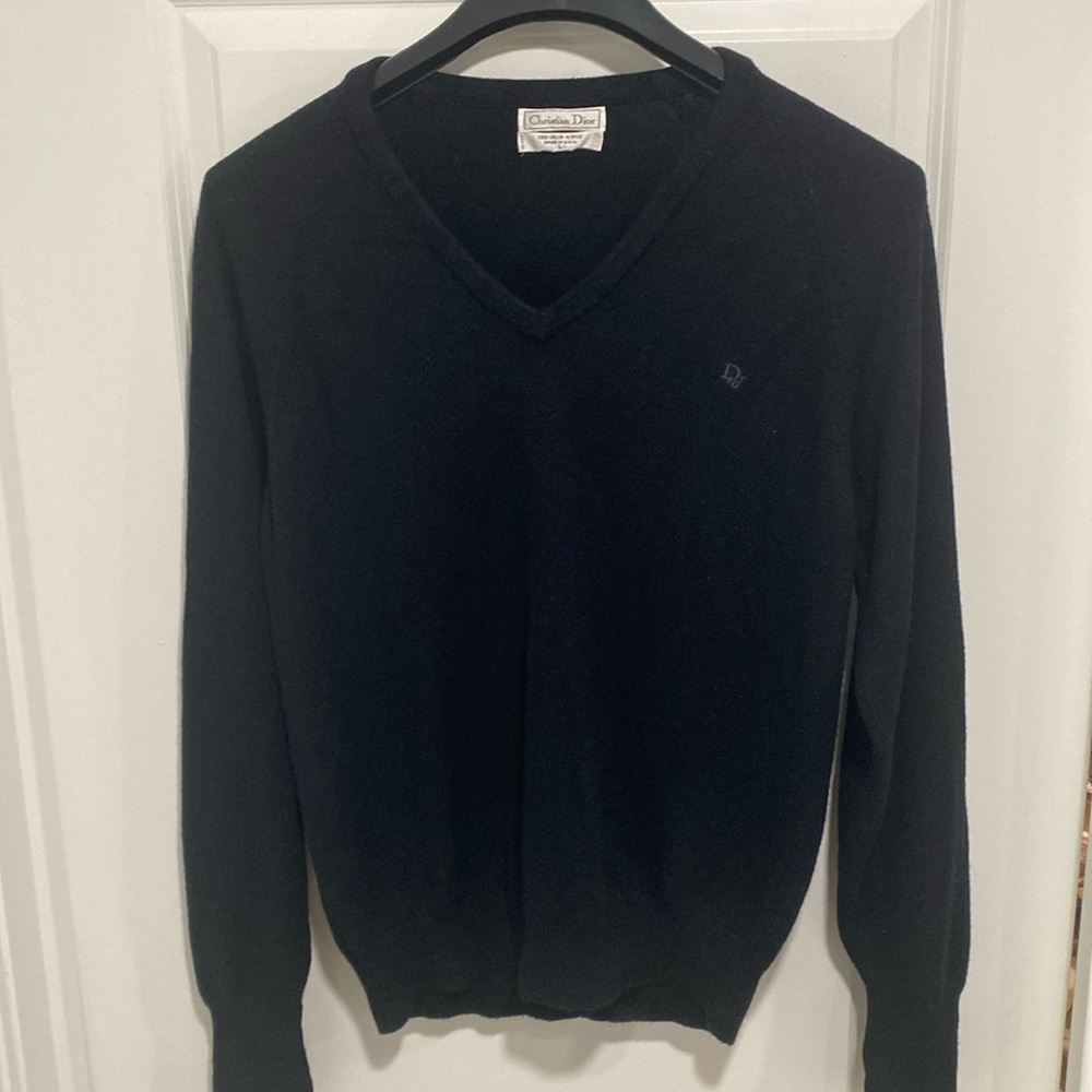 Christian Dior Black V Neck Sweater